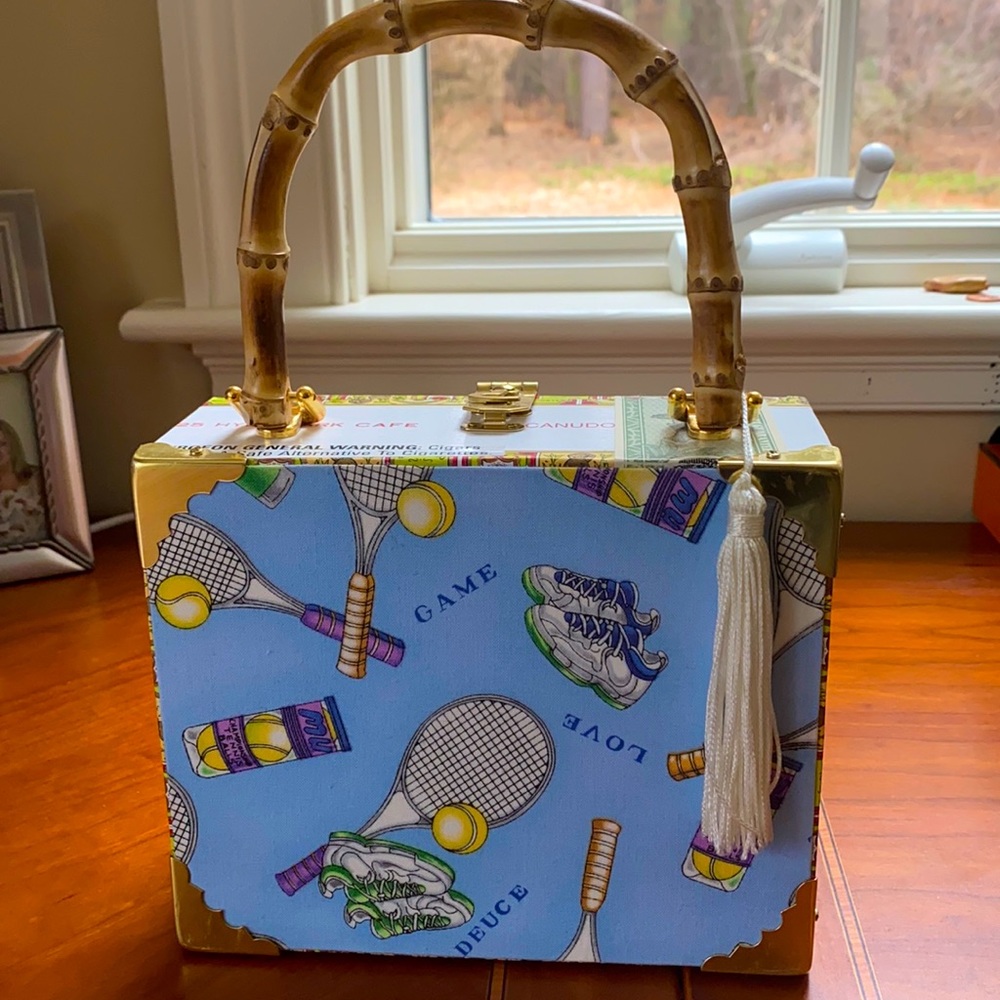 Cigar Box Handbag Tennis Motif. Never used.